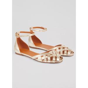 LK Bennett Bianca Leather Cage Front Flat Sandals